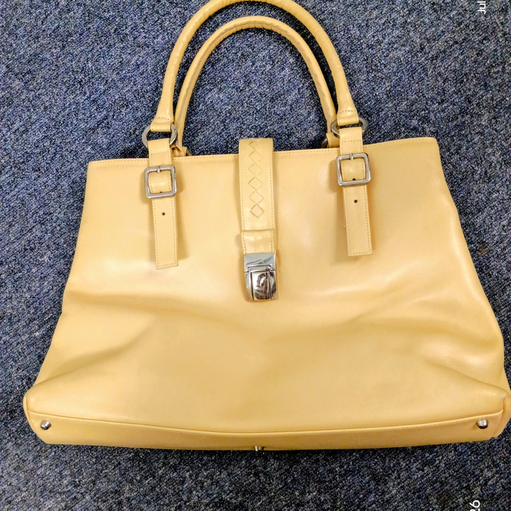 Classic LA ROTONDA Yellow Leather Tote Handbag